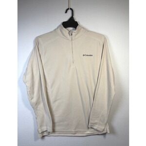 Columbia Quarter Zip Fleece Mens Small Beige Excellent Lightweight Pullover